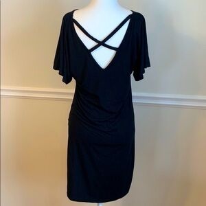 RACHEL ZOE Criss Cross Strap Shift Black Dress XS